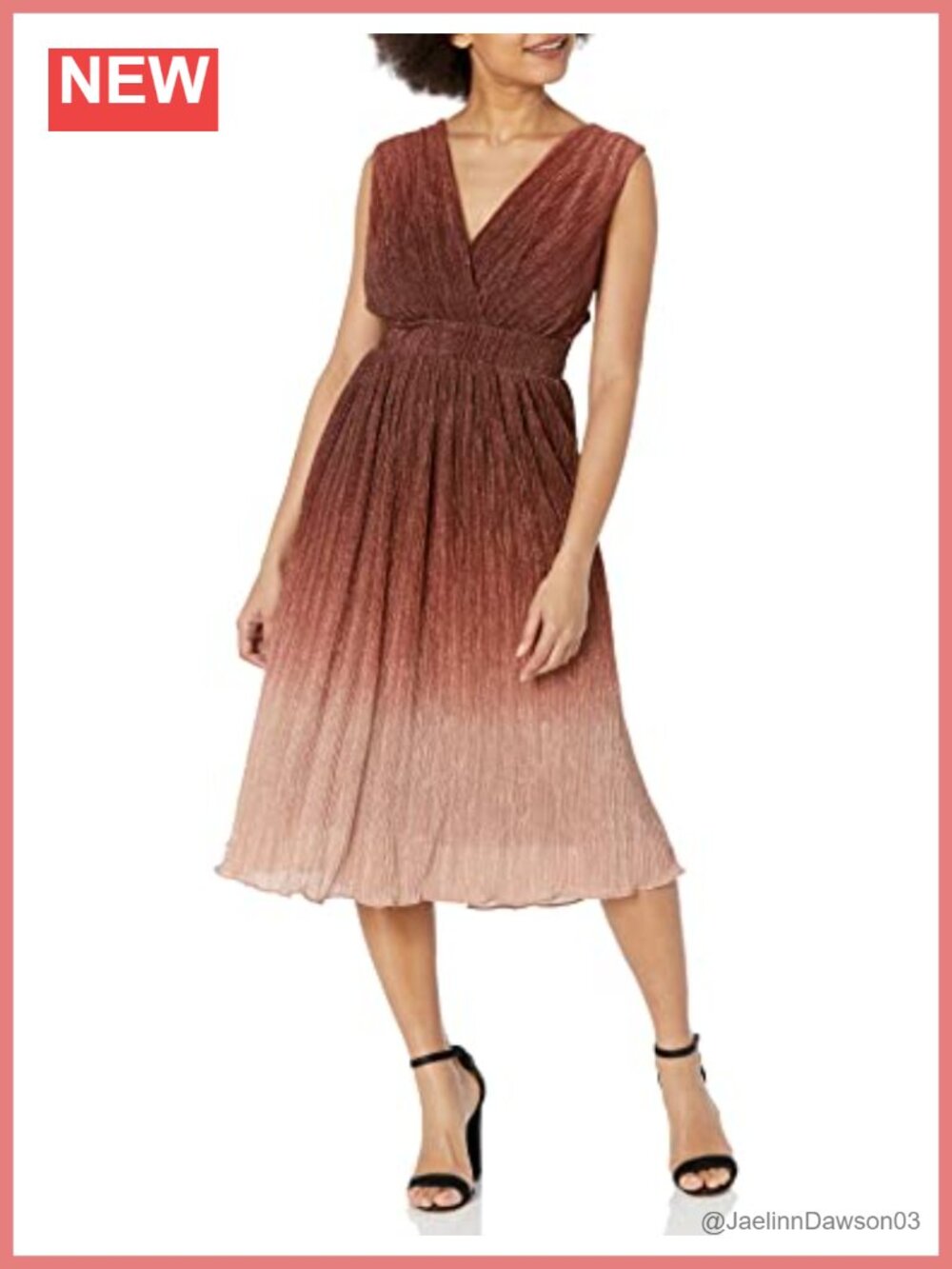 Fit and Flare Midi Dress V-Neck Sleeveless Formal Cocktail Party